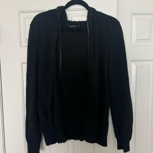 Zadiq and Voltaire Black Cashmere Zip-Up Sweater Hoodie